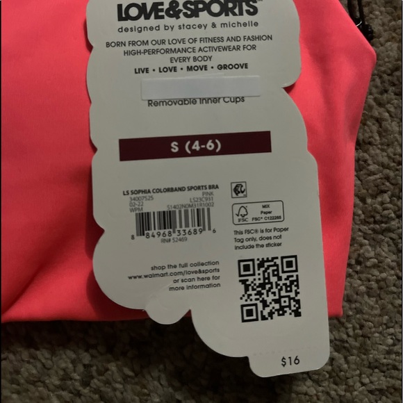 Love and Sports Bra sz sm NWT - Picture 2 of 10